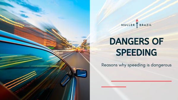 Blog featured image of a black car driving fast on a highway and a caption that says “dangers of speeding“